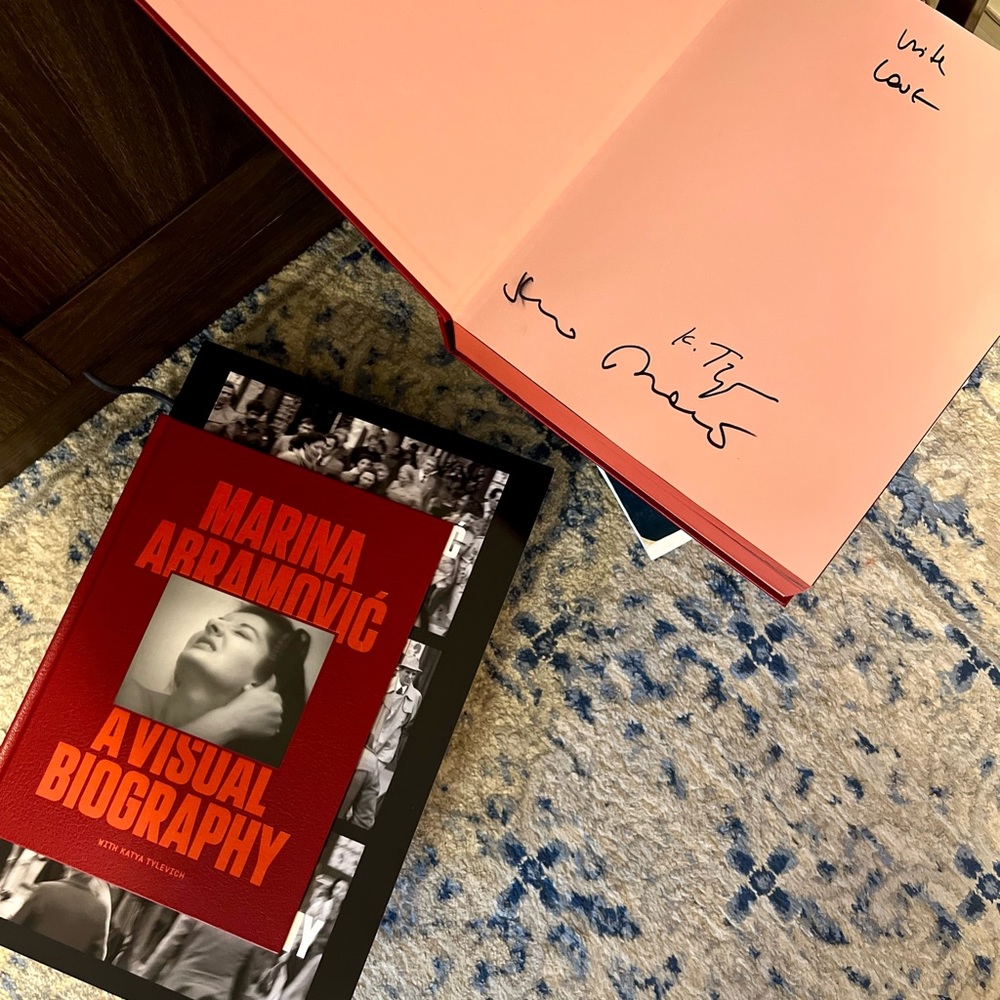 Visual biography of Marina Abramovic signed book